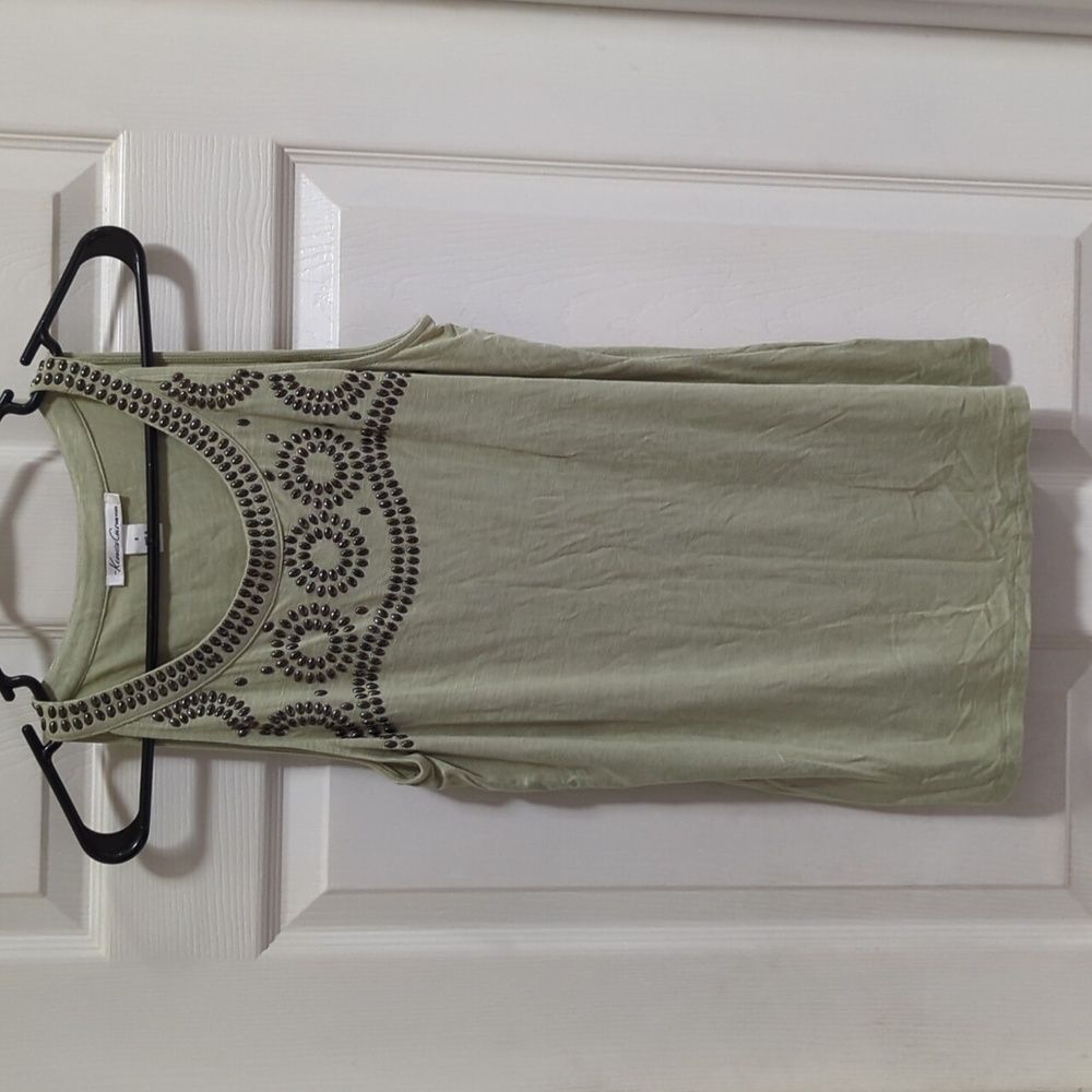 Kenneth Cole New York Women's Green Tank Stud Embellishment Size Sm